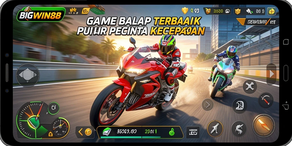 Screenshot menampilkan keseruan balapan motor dalam BIGWIN88.