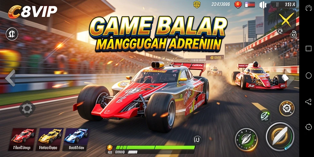 Tampilan gameplay C8VIP yang mendebarkan dan penuh aksi balap.
