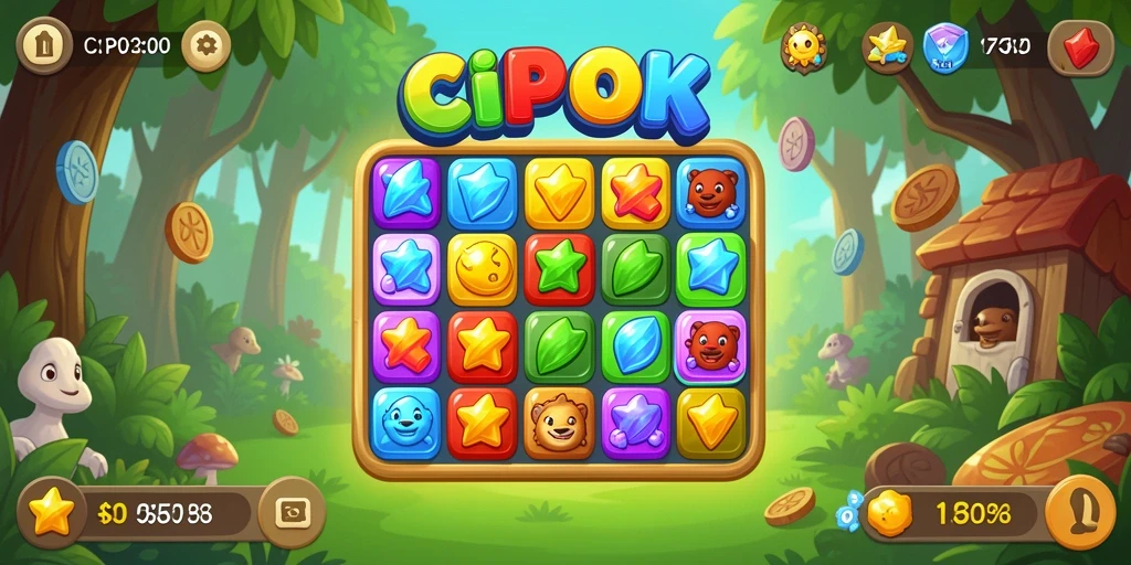 Tampilan gameplay CIPOK yang penuh warna dan mengasyikkan.
