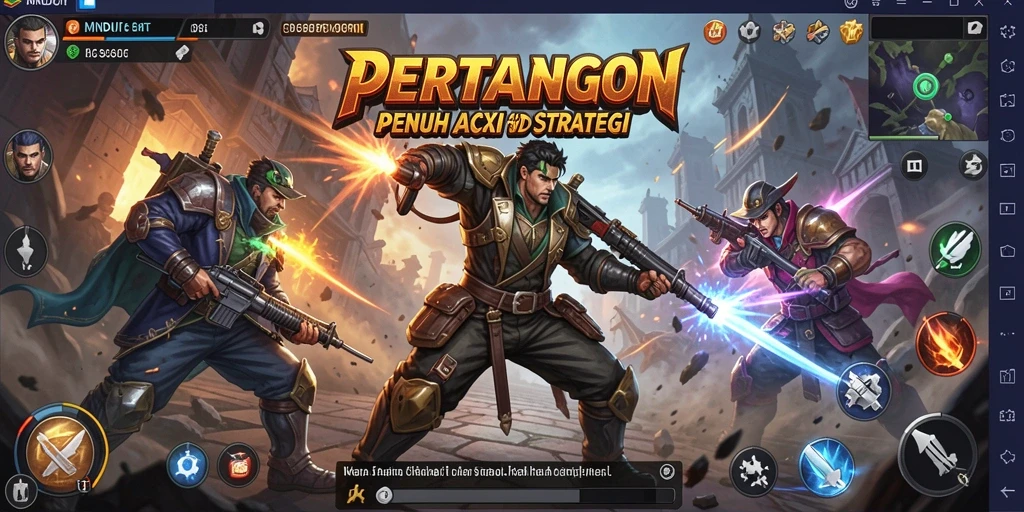 Tampilan epik dari gameplay pertarungan di MNDUIT.