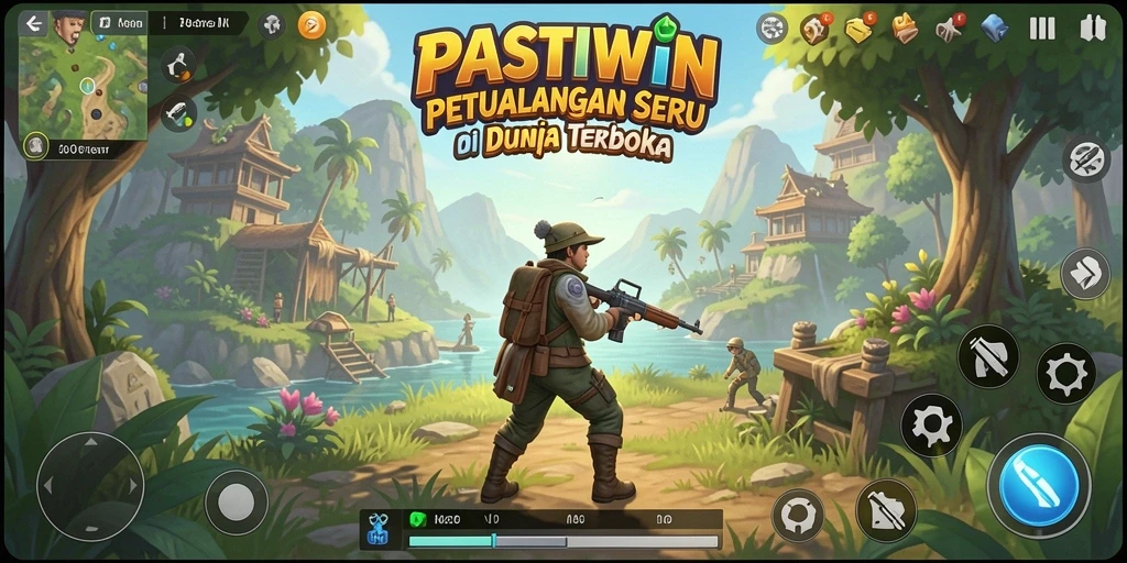 Tampilan gameplay menarik dalam dunia terbuka PASTIWIN.