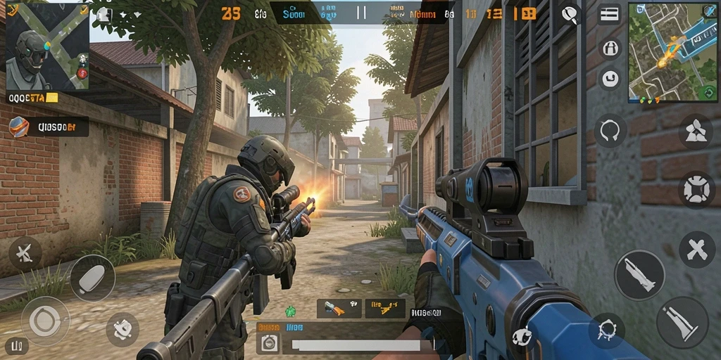 Screenshot menampilkan aksi intens dalam permainan FPS.