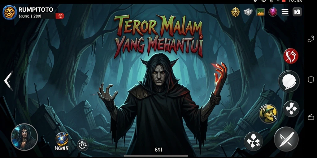 Screenshot gameplay <strong>RUMPITOTO</strong> menampilkan suasana mencekam yang penuh misteri.
