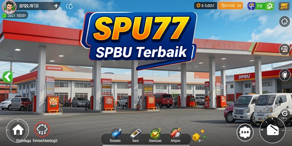 Tampilan utama gameplay SPBU77 dengan strategi unik dalam membangun pom bensin.
