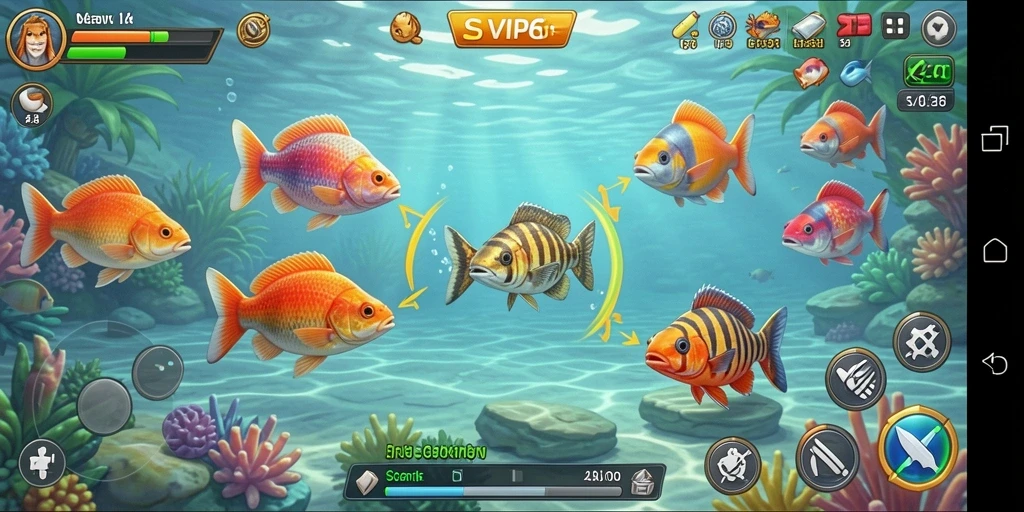 Tampilan gameplay SVIP6 dengan aksi menembak ikan yang menarik.